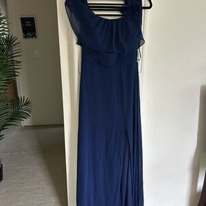Ever Pretty One Shoulder Navy Dress